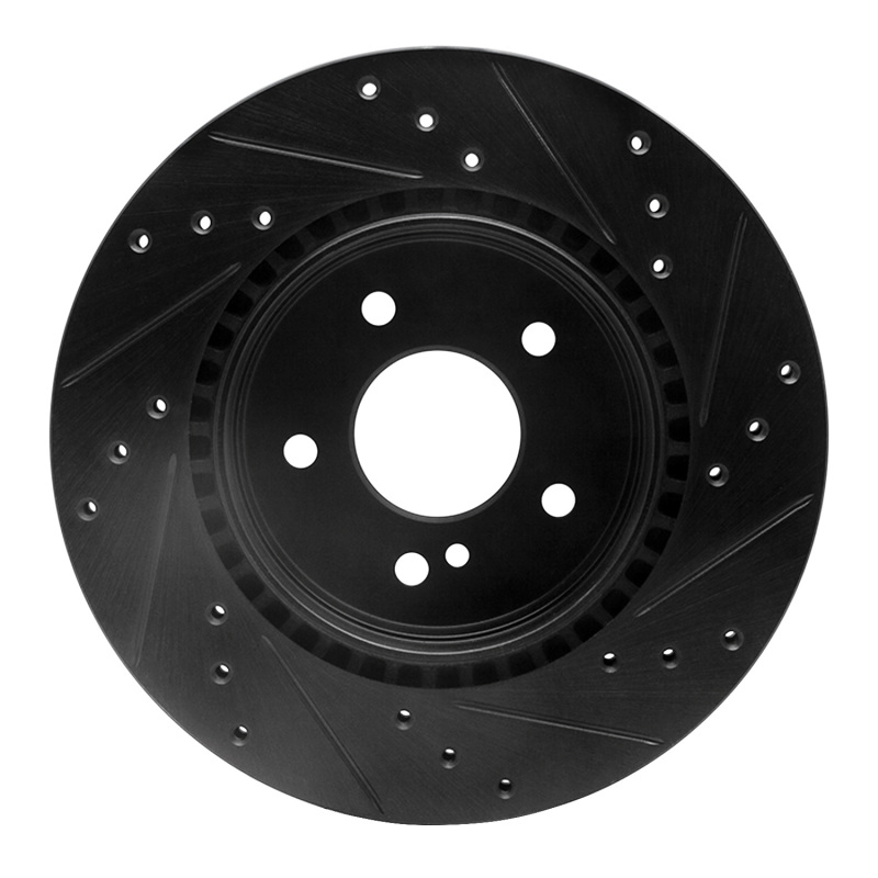 Chrysler Crossfire Brake Rotor (1) - Rear Left - R1 Concepts - Drilled & Slotted - Black - `98-`09